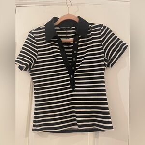Veronica Beard Striped Black and White Button Down Shirt